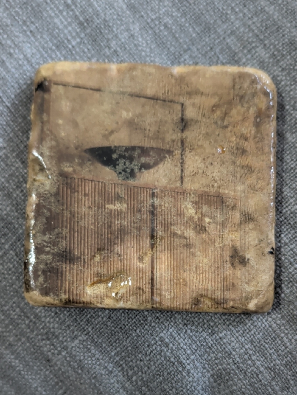 Vintage Beige Stone MCM Coaster - Handcrafted
